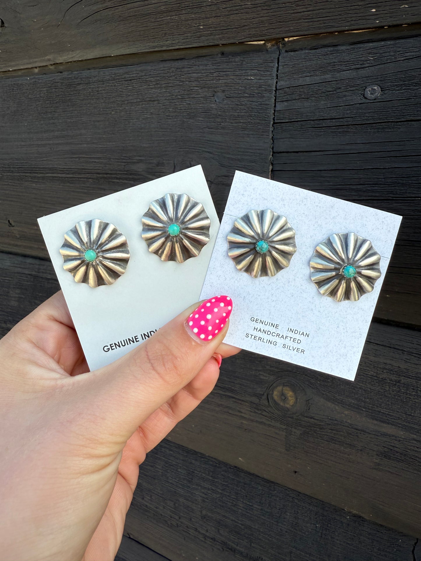 Sterling Silver & Kingman Concho Studs