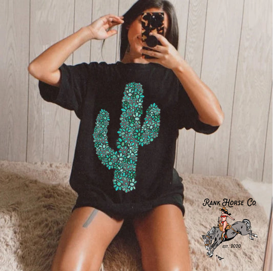 Turquoise Cactus Tee