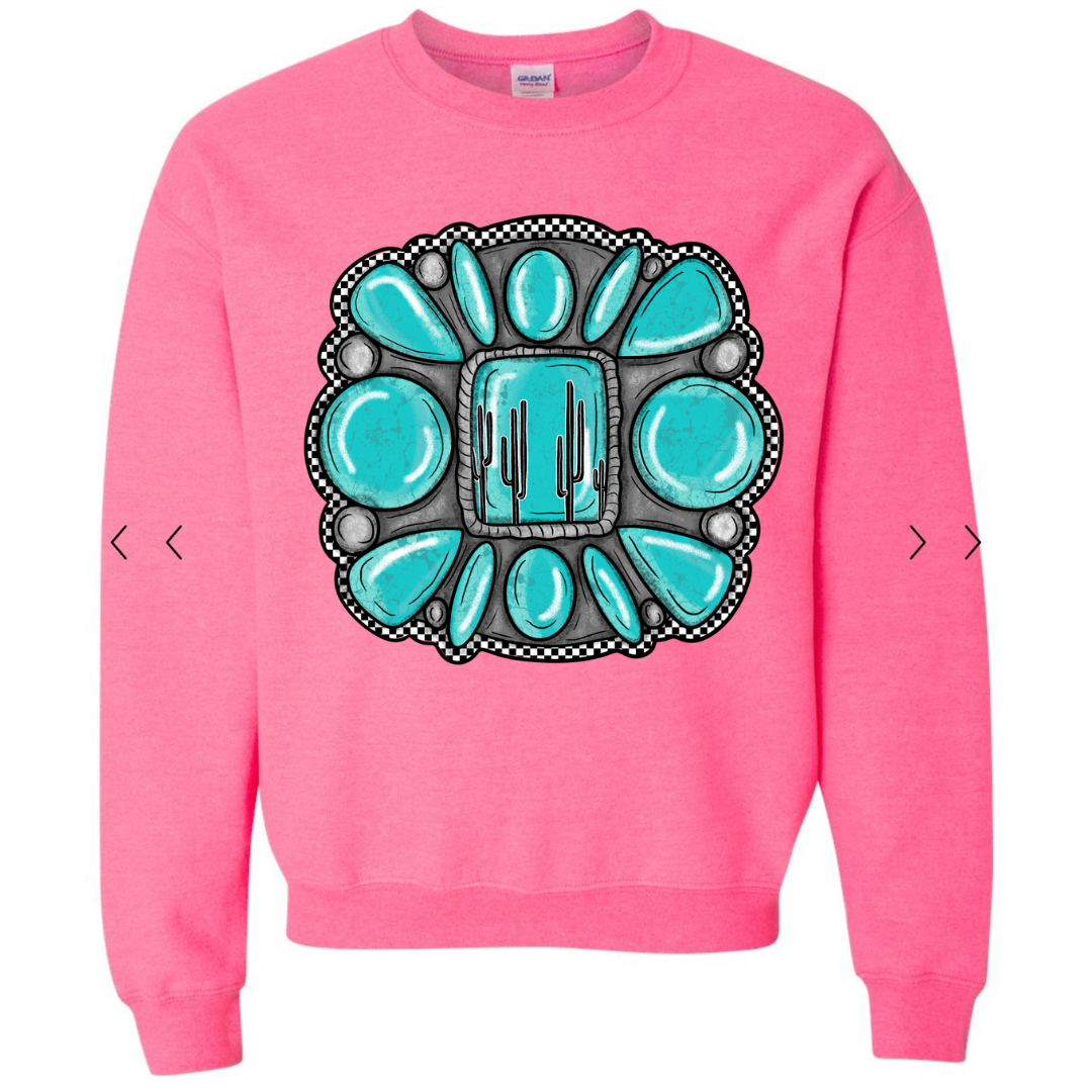 Turquoise & Cactus Crewneck