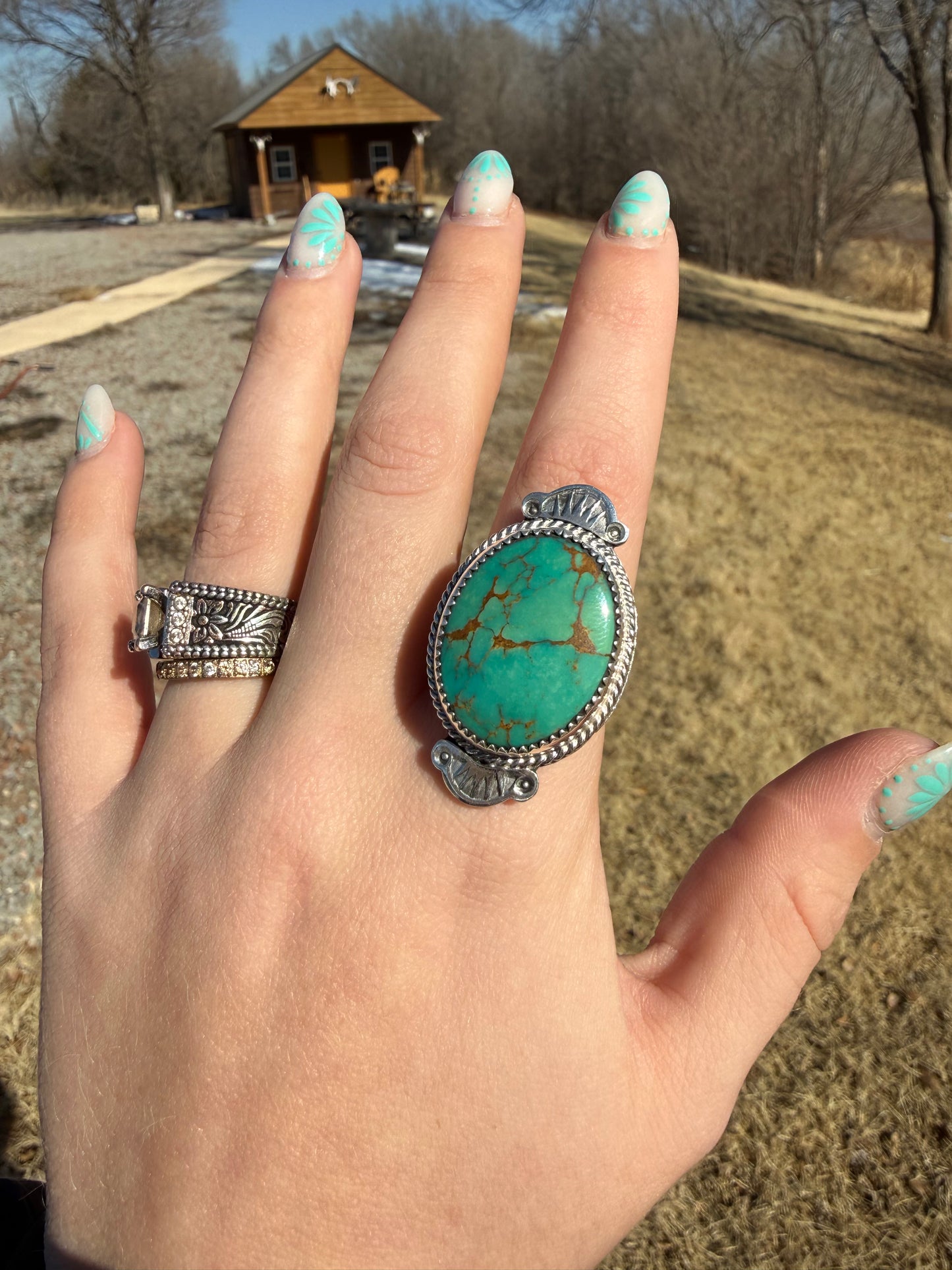 Adjustable Mina Maria Turquoise Ring • Terrel Nez Sr