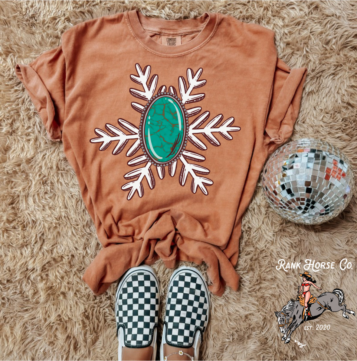 Turquoise Snowflake Tee