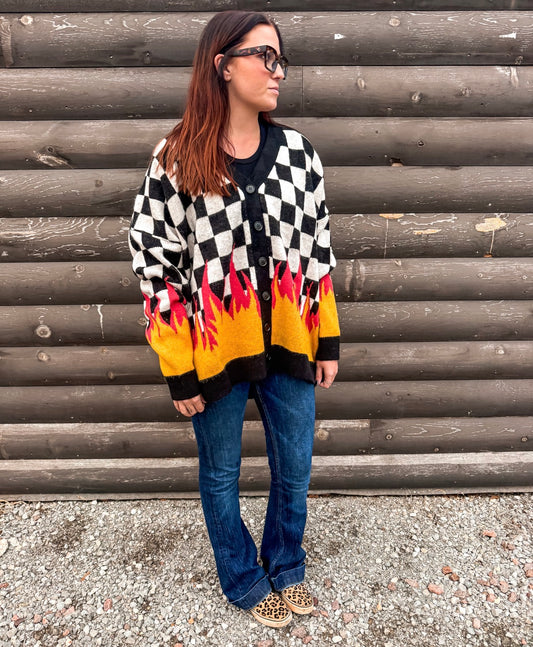 Flames In The Night Oversized Cardigan