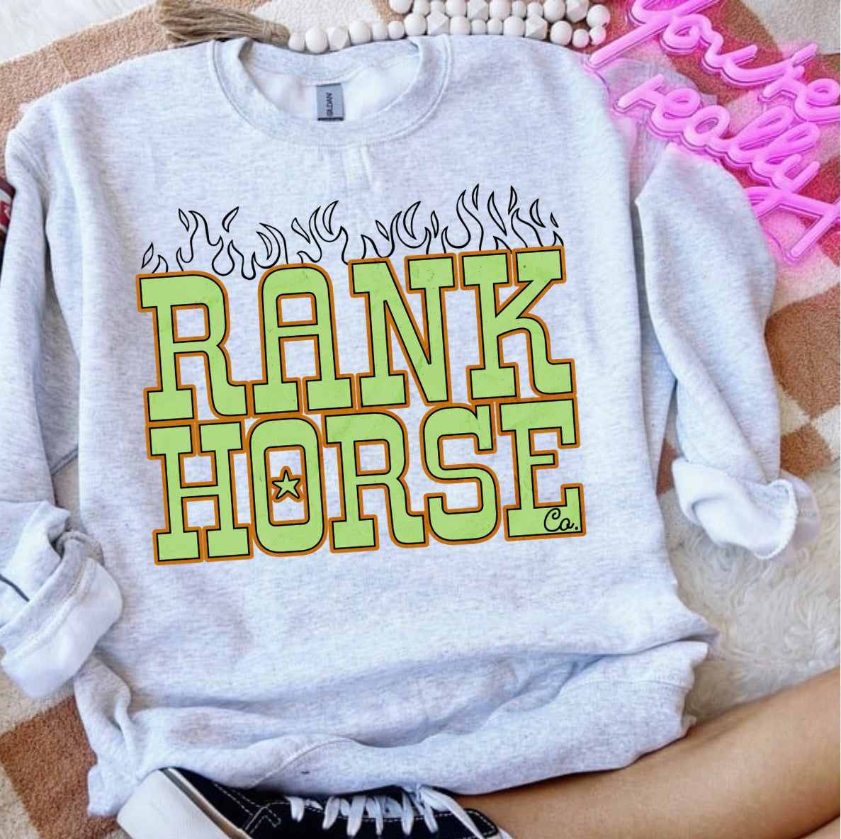 Rank Horse Co Flames Crewneck