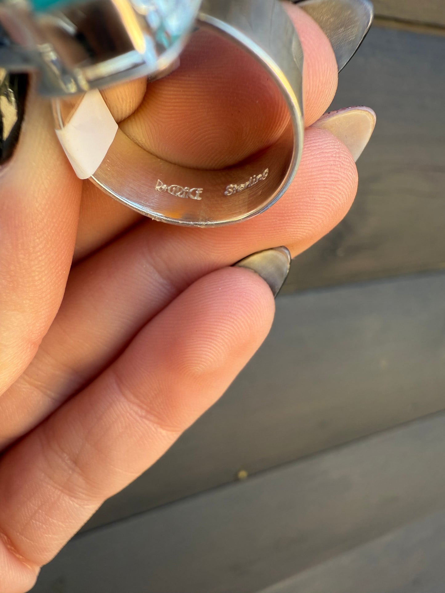 Adjustable Turquoise & Sterling Silver Cactus Ring