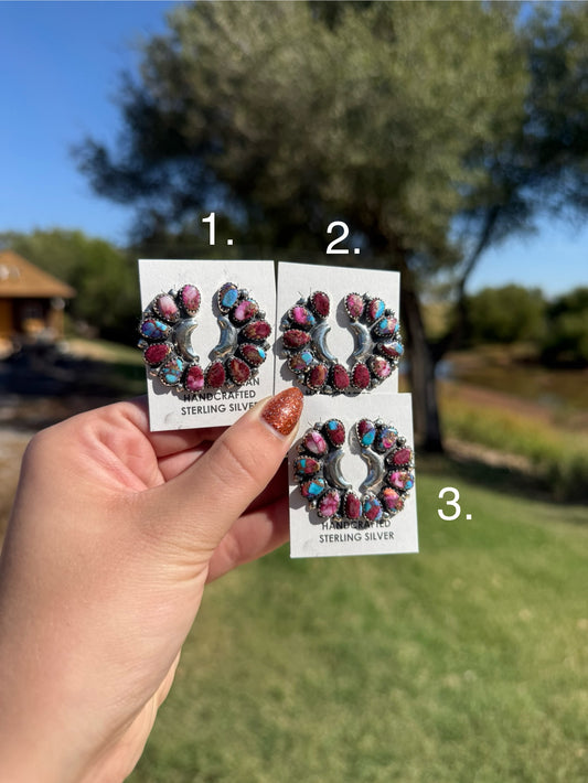 Durena Wauneka • Purple Mojave Half Moon Cluster Studs