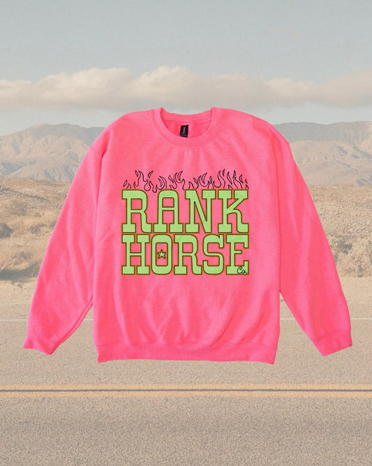 Rank Horse Co Flames Logo Crewneck Sweatshirt • 2 Colors