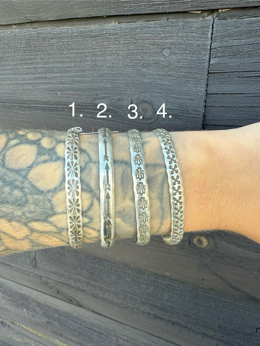 Adrian Long Stamped Sterling Silver Cuffs