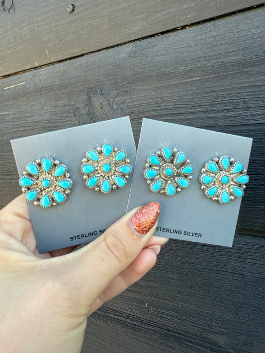 Nicole Yazzie Turquoise Cluster Studs