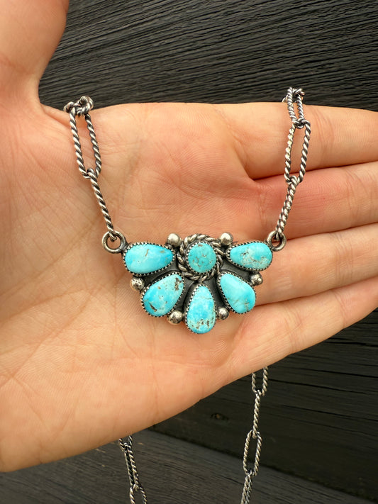 Carlo Lonjose Fox Turquoise Half Cluster Necklace
