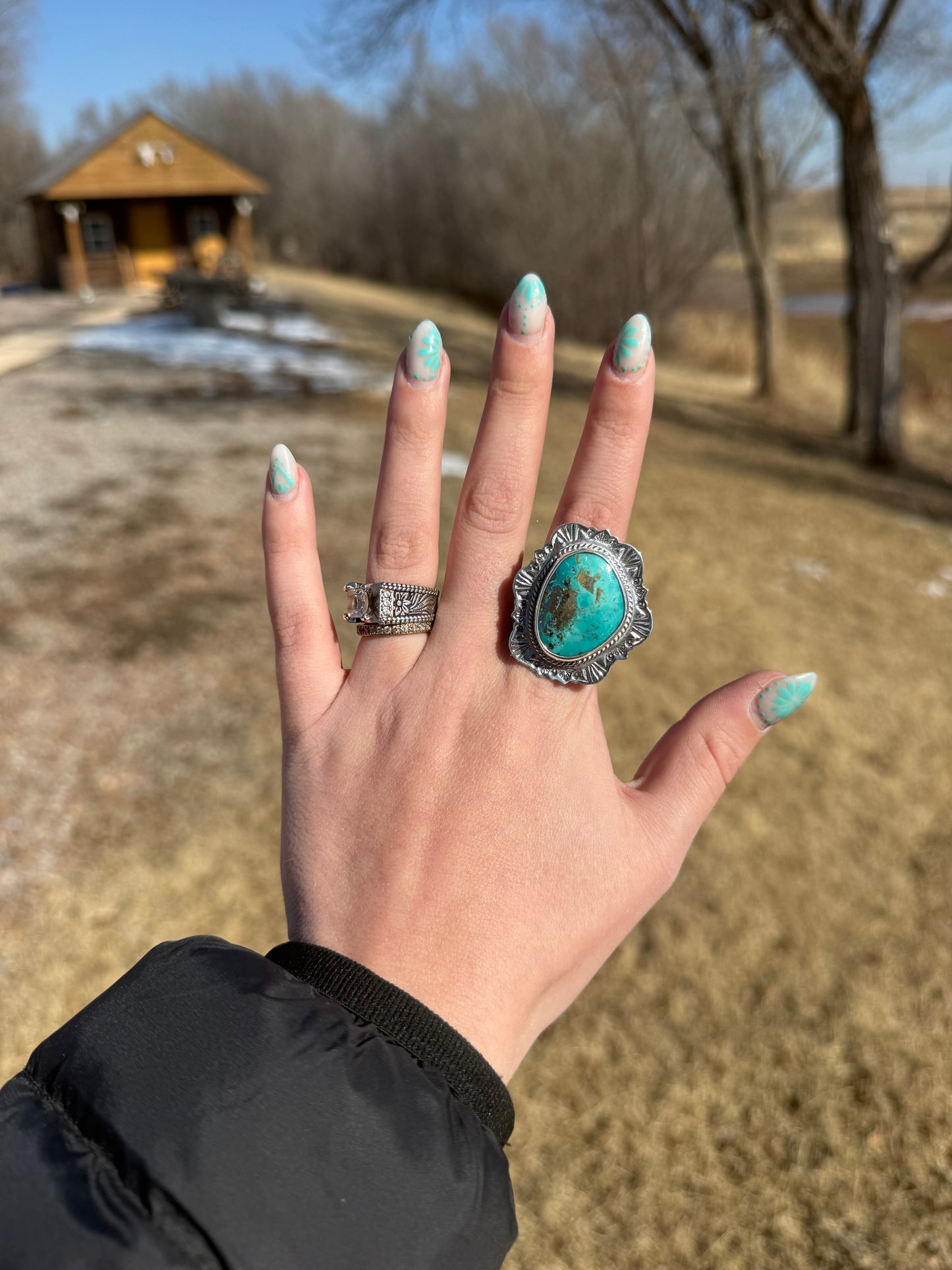 Adjustable Santa Rita Turquoise Ring • Terrel Nez Sr