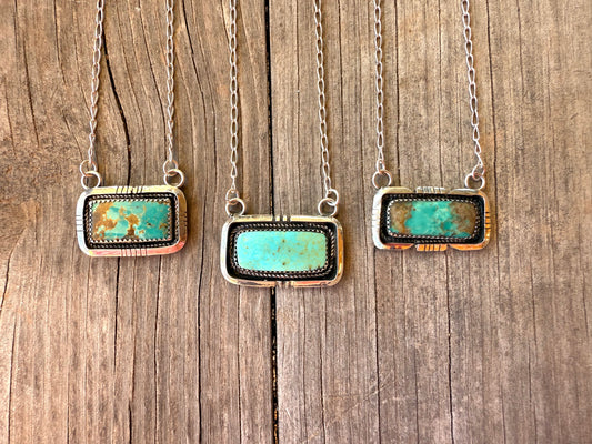 Christina Yazzie Turquoise and Sterling Silver Bar Necklaces