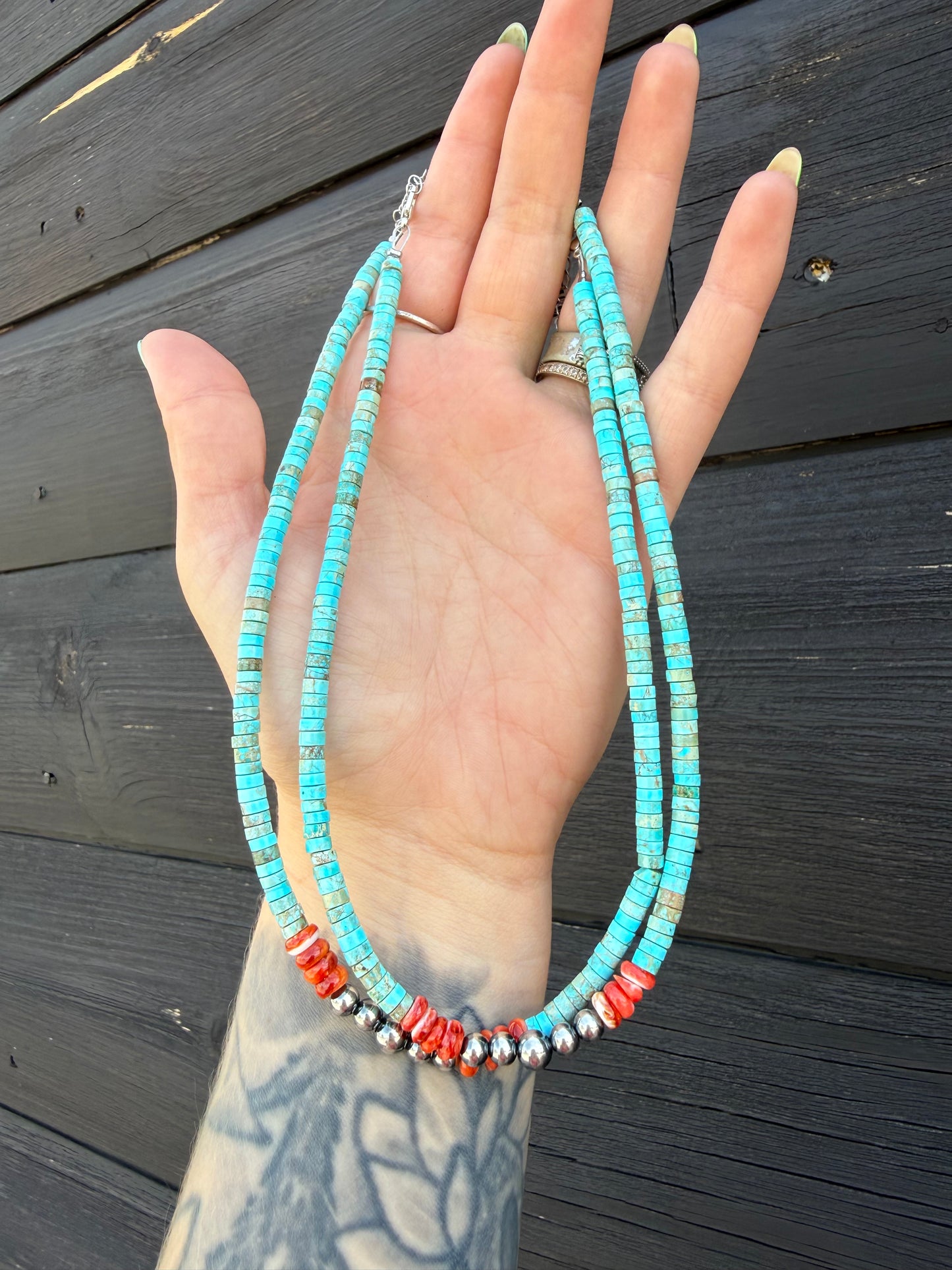14” + 2” Extender Vibrant Turquoise + Spiny Oyster Necklace