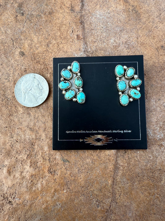 Maxine Ramirez Half Cluster Kingman Turquoise Studs