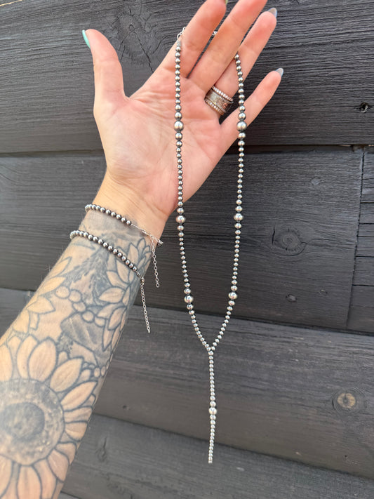 Sterling Silver Bead Lariat