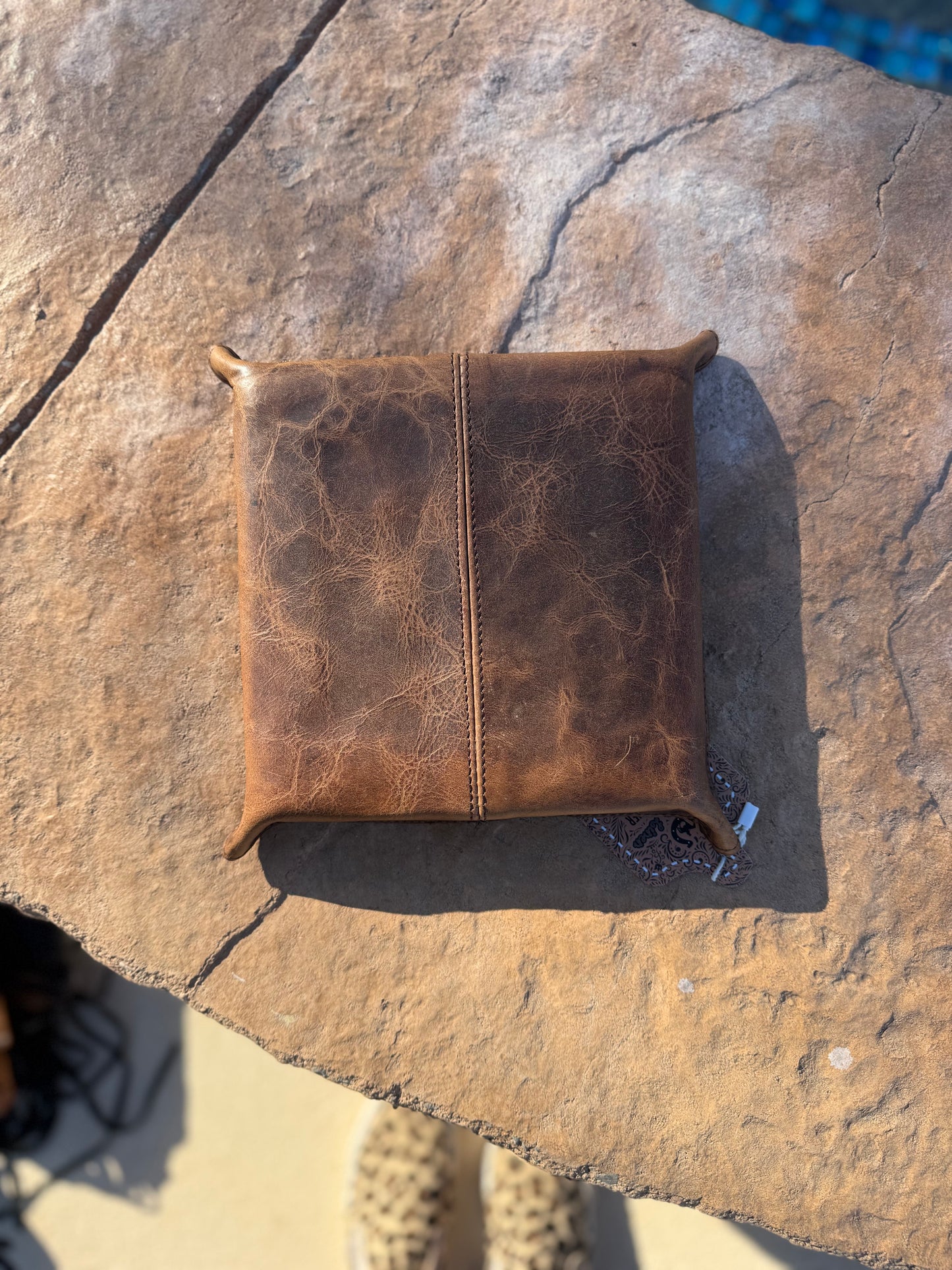 Leather Tray with Floral Saddle